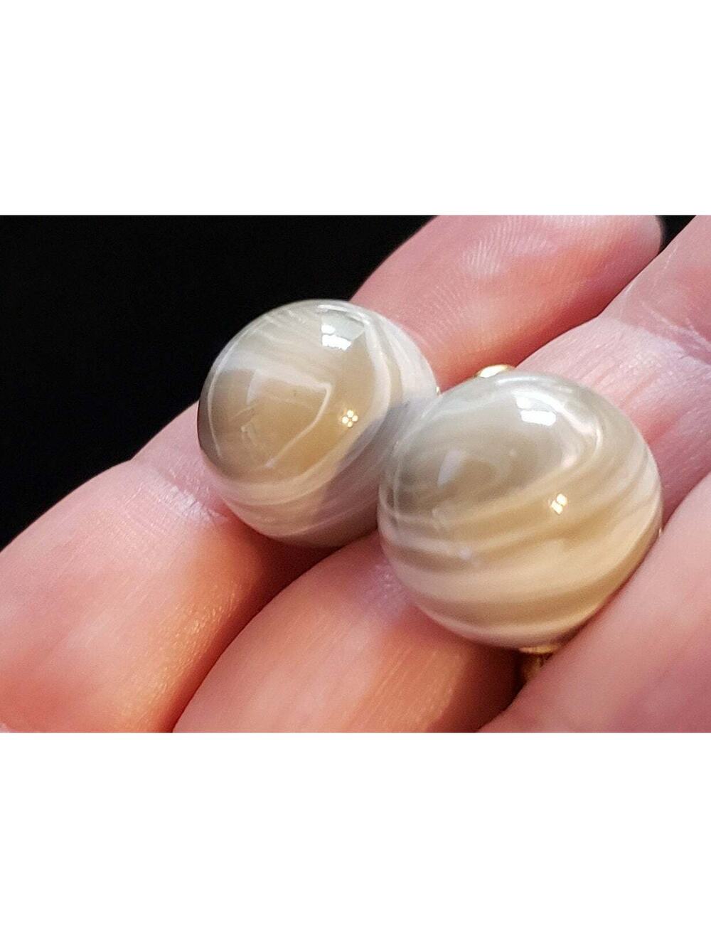 Vintage Gray & White Lucite Clip-On Earring-‎ Mid-Century Modern Earrings bc-12